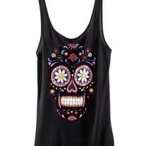 Black Skull Print Vest