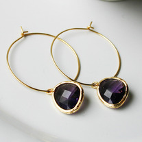 Gemstone Hoop - Silver or Gold - Choice of Stone Color