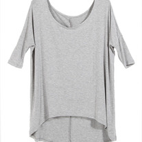 Grey Dip Hem Loose T-shirt