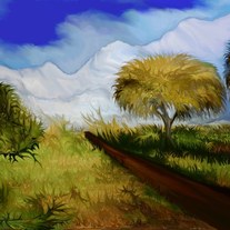 The way to the snowy mountains - digital art