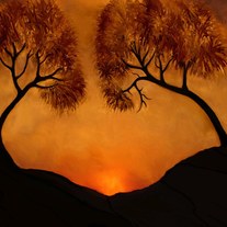 Sunset in the Jerusalem hills - digital art