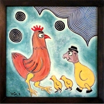 three chicks - Original oil Painting