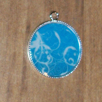 Blue Pattern Bezel Pendant