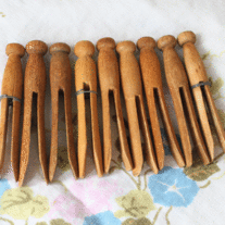 Handmade Round Wooden Clothes Pins - Set of 9