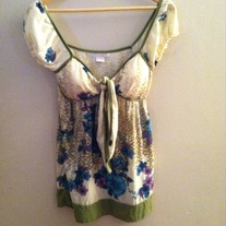 Floral Design Cap-Sleeved Baby Doll Top