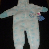 White/Blue Hooded Pram Suit-Cuddle Time Size 0-6 Months-NEW