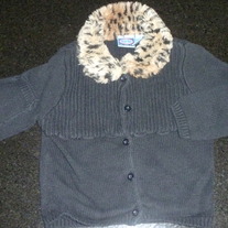 Black Sweater with Leopard Neck/Collar-Koala Kids Size 36 Months