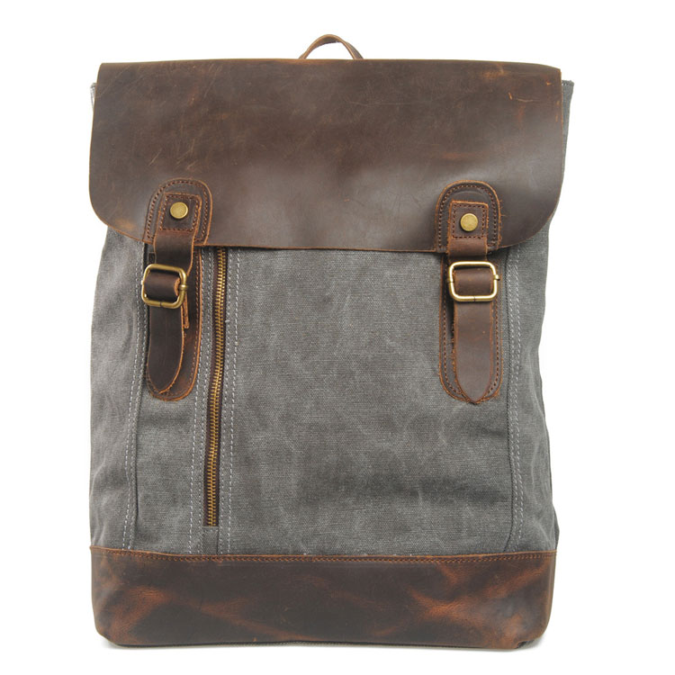Fashion Leather Canvas Middle zipper Backpack · needit · Online Store