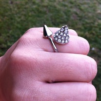Rhineston and Spike Ring 