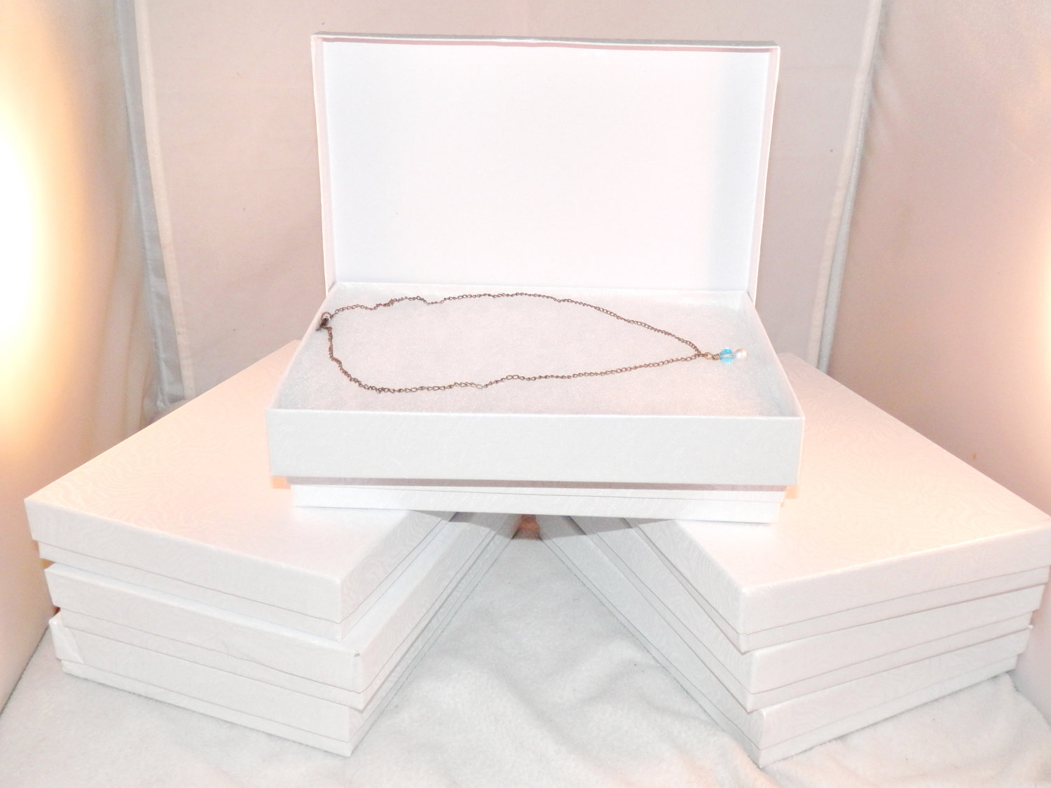 10 Pack of Large Swirl White Cotton Filled Jewelry Presentation Gift