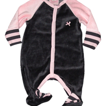 Coccoli Infant Velour Footie Pajamas- black/pink