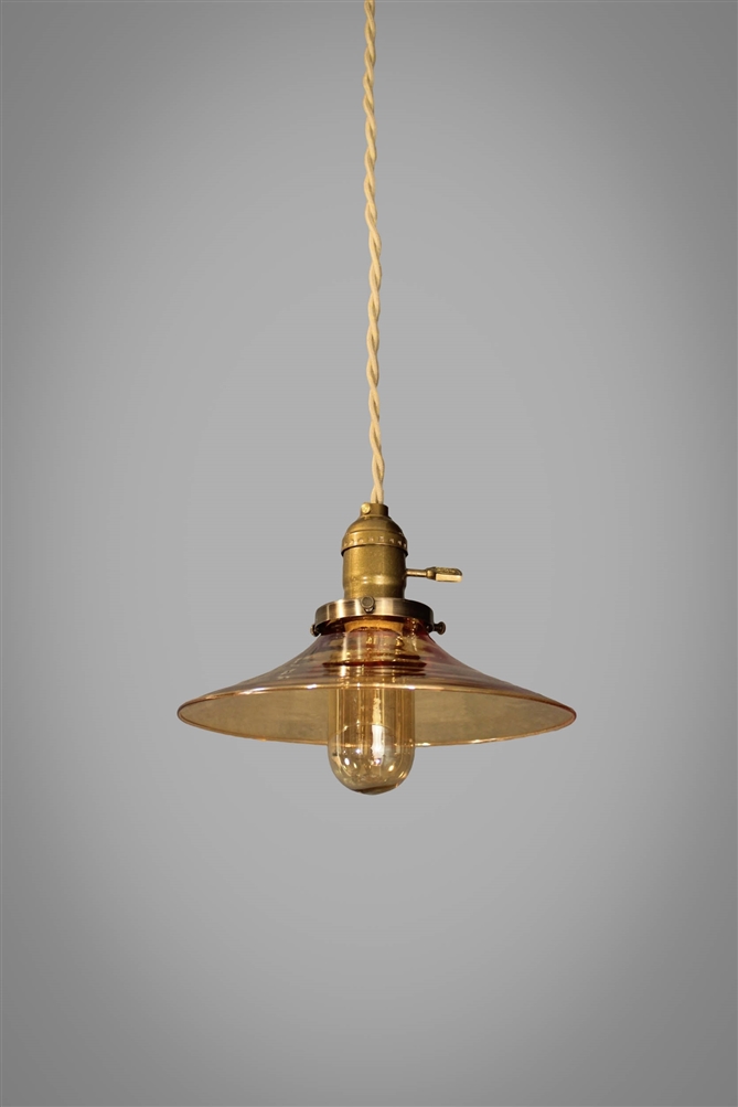 Amber Glass Industrial Pendant Lamp Vintage Factory Light · DW