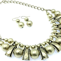 Antique Gold Statement Necklace with Earrings