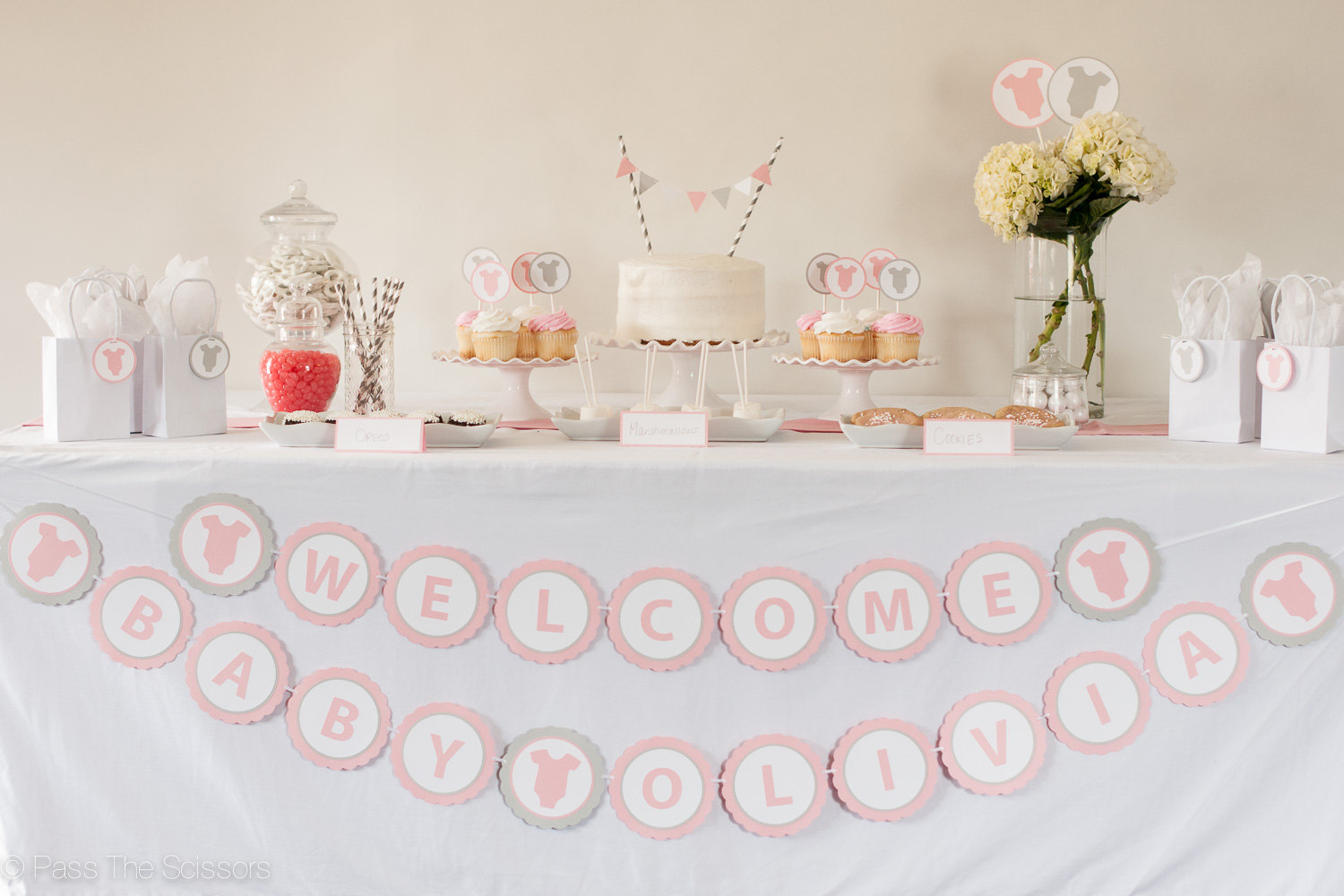 Welcome Baby Banner Custom Name Girl Baby Shower Decoration
