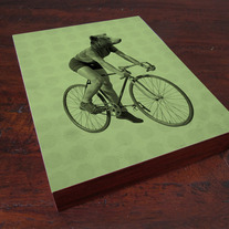 Bear Riding a Bicycle Wood Block Print