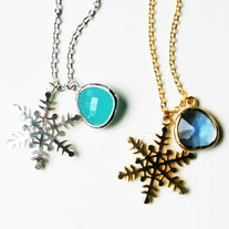 Snowflake Necklaces with Gemstone - Choose your Color