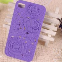  3D Floral Rose Sculpture iPhone 4/4s Hard Case Purple