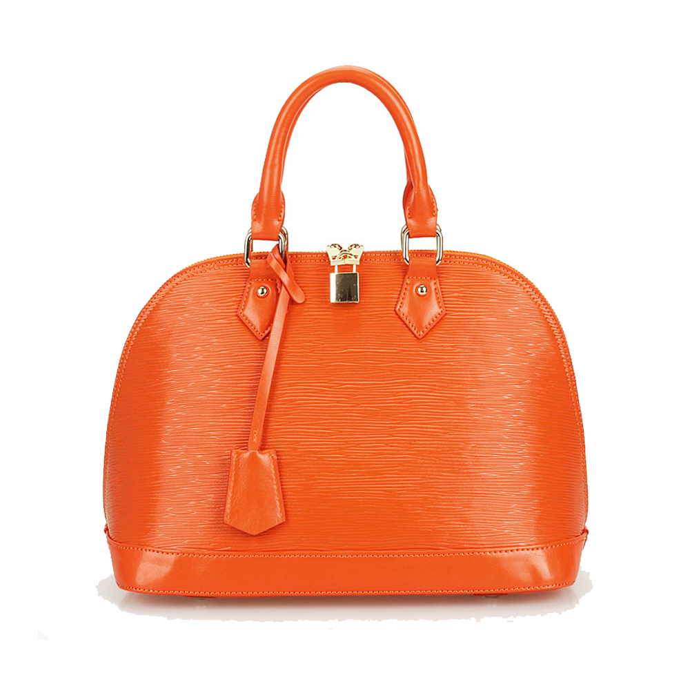 Genuine Leather Dome Bag Tote Handbag with Detachable Crossbody Strap