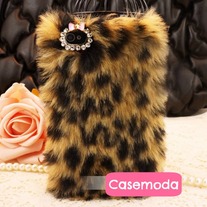 New Chic Brown Leopard Pattern Synthetic Fur iPhone Case Cover