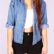 Denim button-up