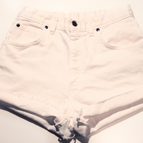 White denim high waist shorts