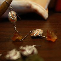 Orange Cloisonné Earrings