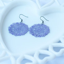 Lavender Medallion Shaped Filigree Earrings