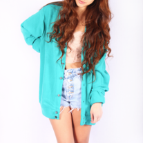 Turquoise knit cardigan