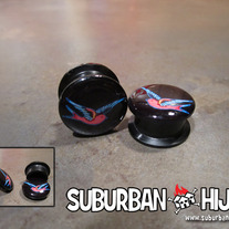 "Swallow" Print Flat Flare Acrylic Screw Fit Plug