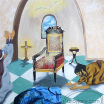 8x10 Matte Print, "At His Throne" Acrylic Painting Illustration