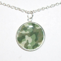 Green Camo Bezel Pendant