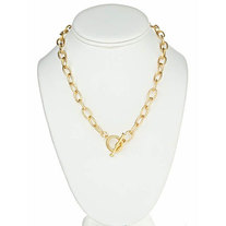 Preppy BOLD Textured Gold Link NECKLACE with Toggle - Ready for Charms