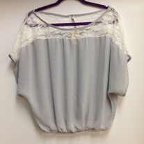 Gray Top With Lace Detail