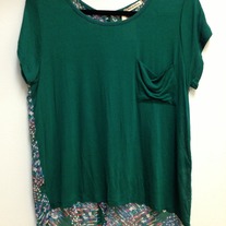 Green Shirt with Patterned Back