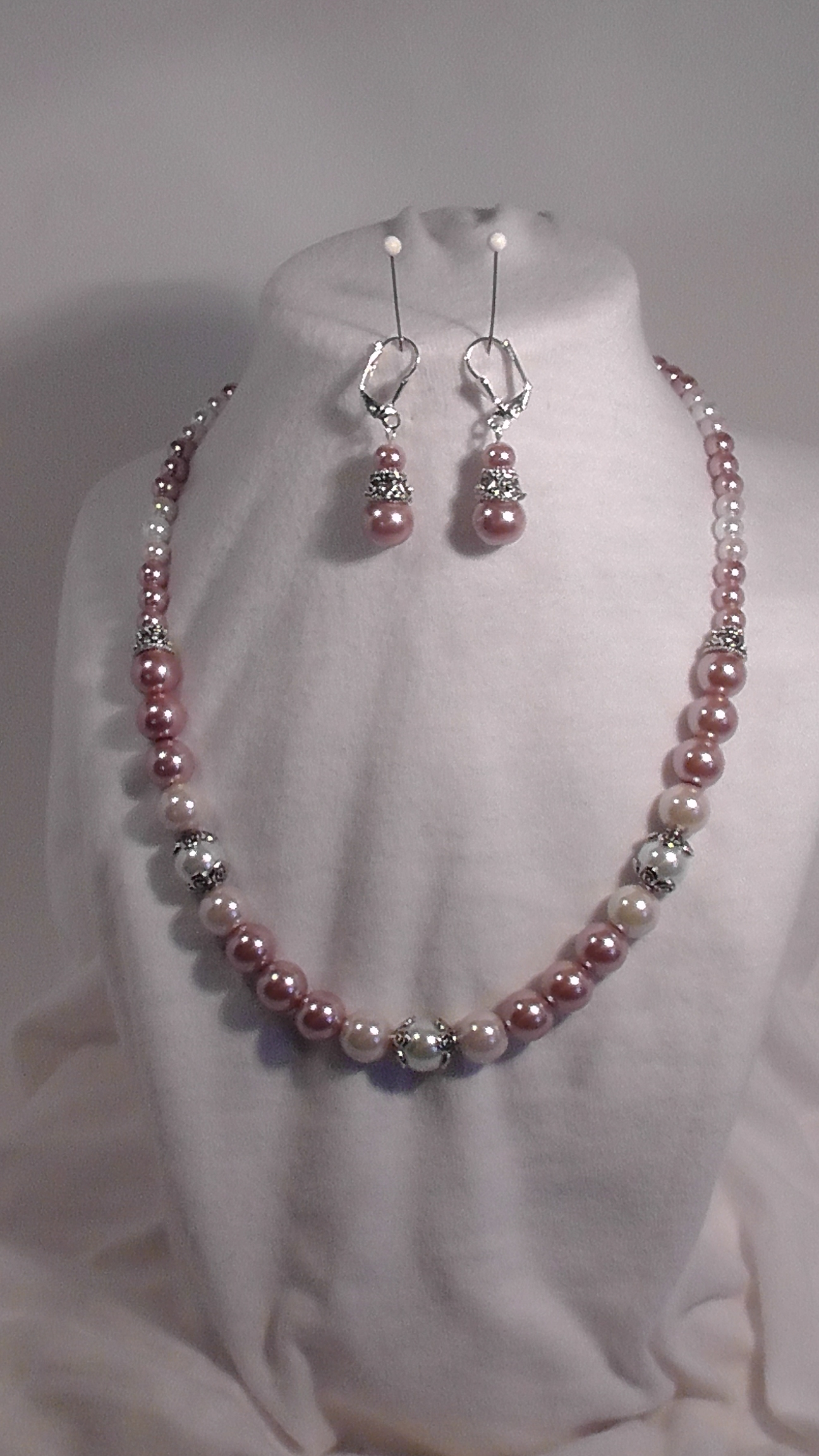 Rose Pearl Strand Necklace and Earrings Set on Storenvy