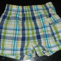 Green/Yellow/Blue Plaid Shorts-Garanimals Size 3-6 Months