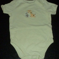 Green Short Sleeve Onesie with Giraffe and Bird-First Moments Size 3-6 Months