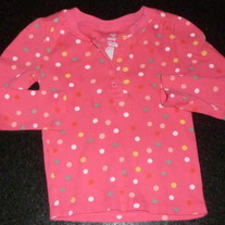 Pink Long Sleeve Shirt with Polka Dots-Old Navy Size 18-24 Months