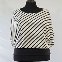 annabelle Black & White Striped Blouse