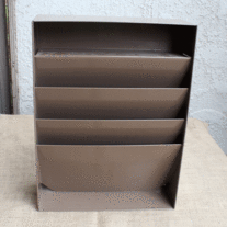 Metal File Organizer Wall Pocket with 4 Slots, Shelf - Tan