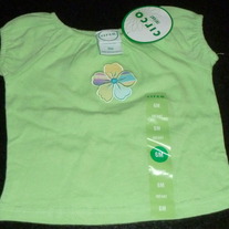 Green Short Sleeve Shirt with Flower-NEW-Circo Size 6 Months