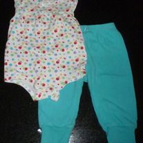 Sleeveless Onesie with Multi Color Dots and Matching Pants-Baby Okie Dokie Size 6-9 Months  CLM1