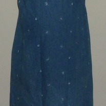 Long Denim Dress with Flowers-Motherhood Size Medium