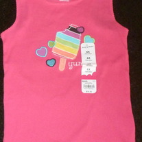 Pink Tank Top with Ice Cream/Hearts-NEW-Jumping Beans Size 6X