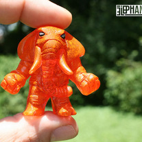 ELEPHANTOS "Orange Speckle" edition handmade resin figure