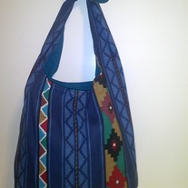 Aztec Blue Print Tie Handbag 