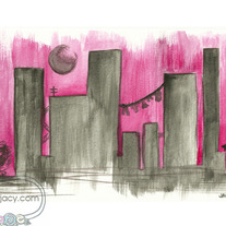 "Night Time Glam" 8x10 Matte Print Watercolor Urban Cityscape Illustration
