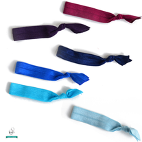Elastic Hair Ties - Ombre Blue & Purple - Set of 6