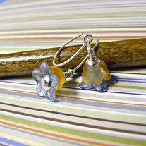 Silver and Orange and Blue Lucite Earrings
