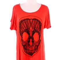 Coral and Lace Skull Shirt